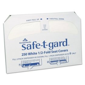 Georgia Pacific Professional Safe-T-Gard 1/2 Fold White Toilet Seat Covers, 2500 ct.