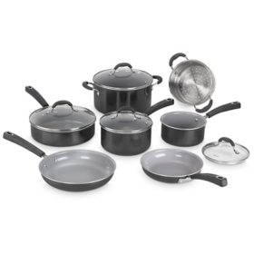 Cuisinart 11-Piece Nonstick Cookware Set, Ceramica XT, Black