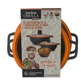 Cocina Criolla Seto of 2 Calderos of 20 and 24cm with Glass Lid
