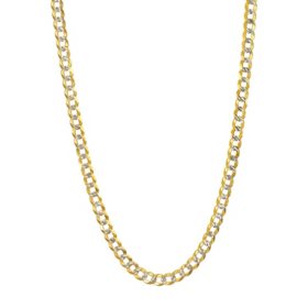 Diamond Cut Curb Chain Necklace in 14K Two-Tone Gold, 3.65mm