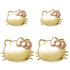 Hello Kitty Stud Earrings In 14K Gold